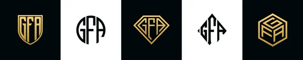 Initial Letters Gfa Logo Designs Bundle Collection Incorporated Shield Diamond — Vettoriale Stock