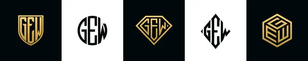 Initial Letters Gew Logo Designs Bundle Collection Incorporated Shield Diamond — Wektor stockowy