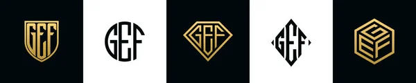 Initial Letters Gef Logo Designs Bundle Collection Incorporated Shield Diamond — 스톡 벡터