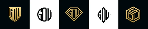 Initial Letters Gdu Logo Designs Bundle Collection Incorporated Shield Diamond — 스톡 벡터