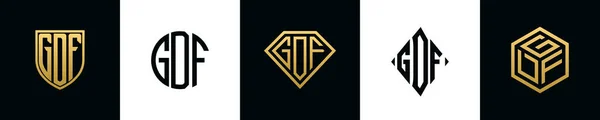 Initial Letters Gdf Logo Designs Bundle Collection Incorporated Shield Diamond — Vetor de Stock