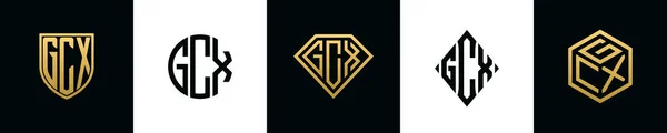 Initial Letters Gcx Logo Designs Bundle Collection Incorporated Shield Diamond — Stockvektor