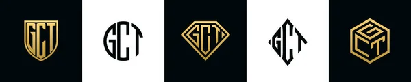 Initial Letters Gct Logo Designs Bundle Collection Incorporated Shield Diamond — 스톡 벡터