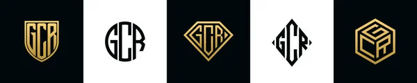 Initial Letters Gcr Logo Designs Bundle Collection Incorporated Shield Diamond — Vetor de Stock