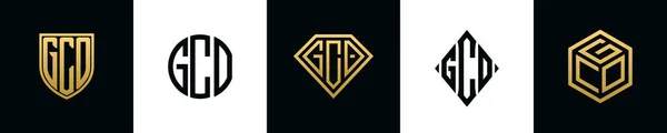 Initial Letters Gco Logo Designs Bundle Collection Incorporated Shield Diamond — Vector de stock