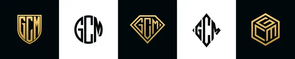 Initial Letters Gcm Logo Designs Bundle Collection Incorporated Shield Diamond — Stockový vektor