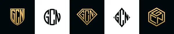 Initial Letters Gcn Logo Designs Bundle Collection Incorporated Shield Diamond — Archivo Imágenes Vectoriales