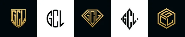 Initial Letters Gcl Logo Designs Bundle Collection Incorporated Shield Diamond — 스톡 벡터