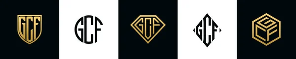 Initial Letters Gcf Logo Designs Bundle Collection Incorporated Shield Diamond — Vetor de Stock
