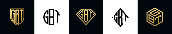 Initial Letters Gbt Logo Designs Bundle Collection Incorporated Shield Diamond — ストックベクタ