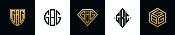 Initial Letters Gbg Logo Designs Bundle Collection Incorporated Shield Diamond — Vetor de Stock