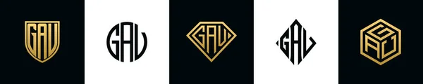 Initial Letters Gav Logo Designs Bundle Collection Incorporated Shield Diamond — Stock vektor