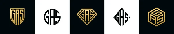 Initial Letters Gas Logo Designs Bundle Collection Incorporated Shield Diamond — Vetor de Stock