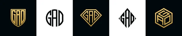 Initial Letters Gao Logo Designs Bundle Collection Incorporated Shield Diamond — Stockvektor