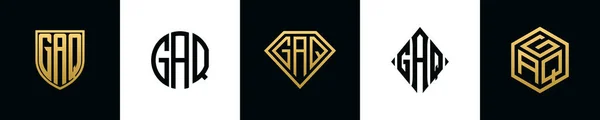 Initial Letters Gaq Logo Designs Bundle Collection Incorporated Shield Diamond — Vetor de Stock