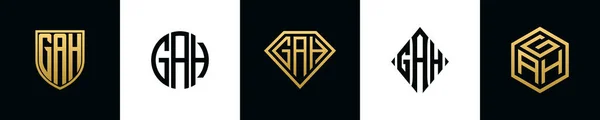 Initial Letters Gah Logo Designs Bundle Collection Incorporated Shield Diamond — Vetor de Stock