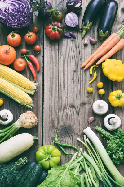 Frutas Verduras Blancas Amarillas Verdes Naranjas Rojas Moradas Sobre Fondo — Foto de Stock