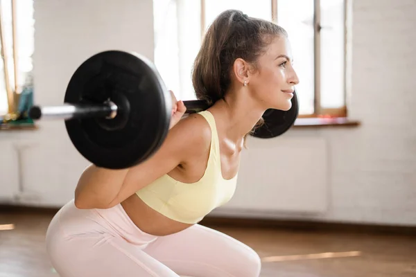 Portrait Instructor Doing Exercises Body Woman Does Aerobics Club Fitness — Stock Photo, Image