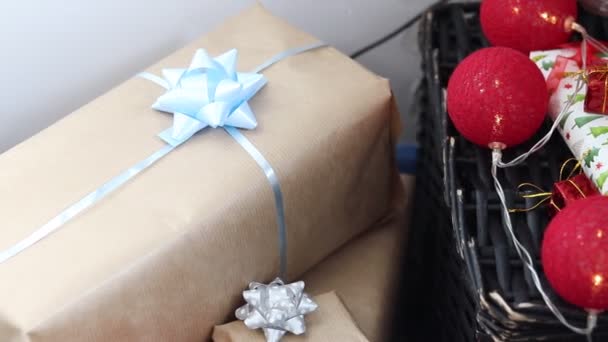 Caja Regalo Navidad Celebración Del Año Nuevo — Vídeo de stock
