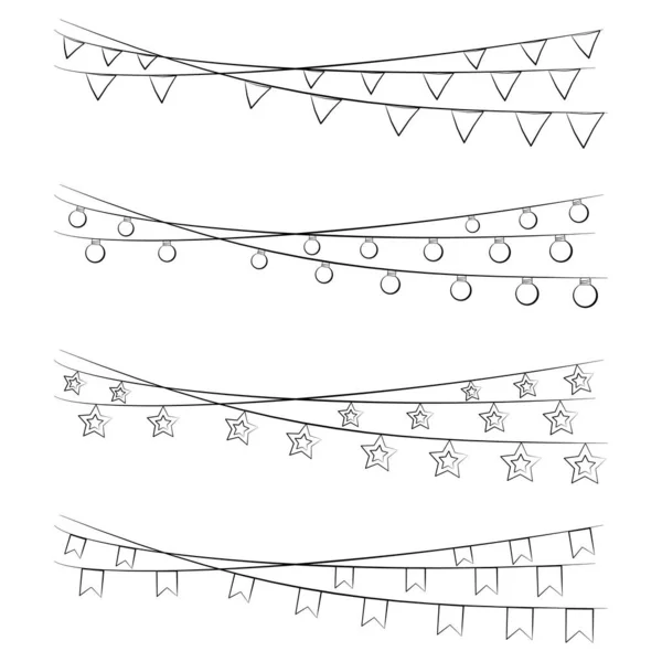 Girlandendekor Fahnen Hängende Laternen Sterne — Stockvektor