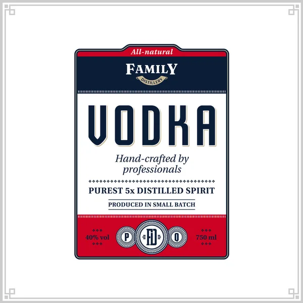 Vector Vodka Label Isolated White Background Distilling Business Branding Identity — Stock Vector