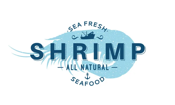 Karides Soyut Etiket Tasarımı Deniz Ürünleri Logosu Şablonu — Stok Vektör