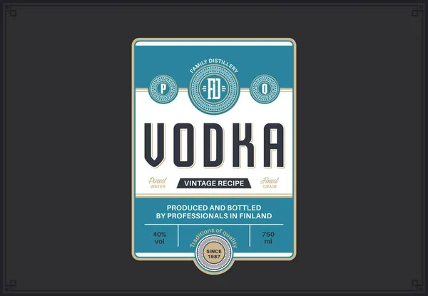 Vector Vodka Label Template Distilling Business Branding Identity Design Elements — Stock Vector