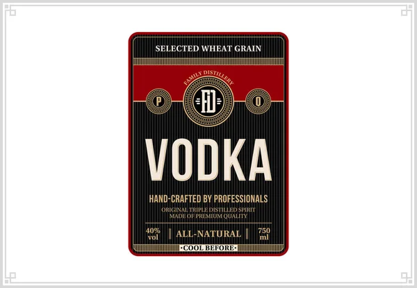 Vector Black Red Vodka Label Distilling Business Branding Identity Design — Stock Vector