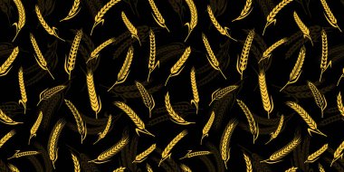 Buğday, yulaf, çavdar ve arpa kulaklı desen. Fırın ya da ekmek arkaplanı