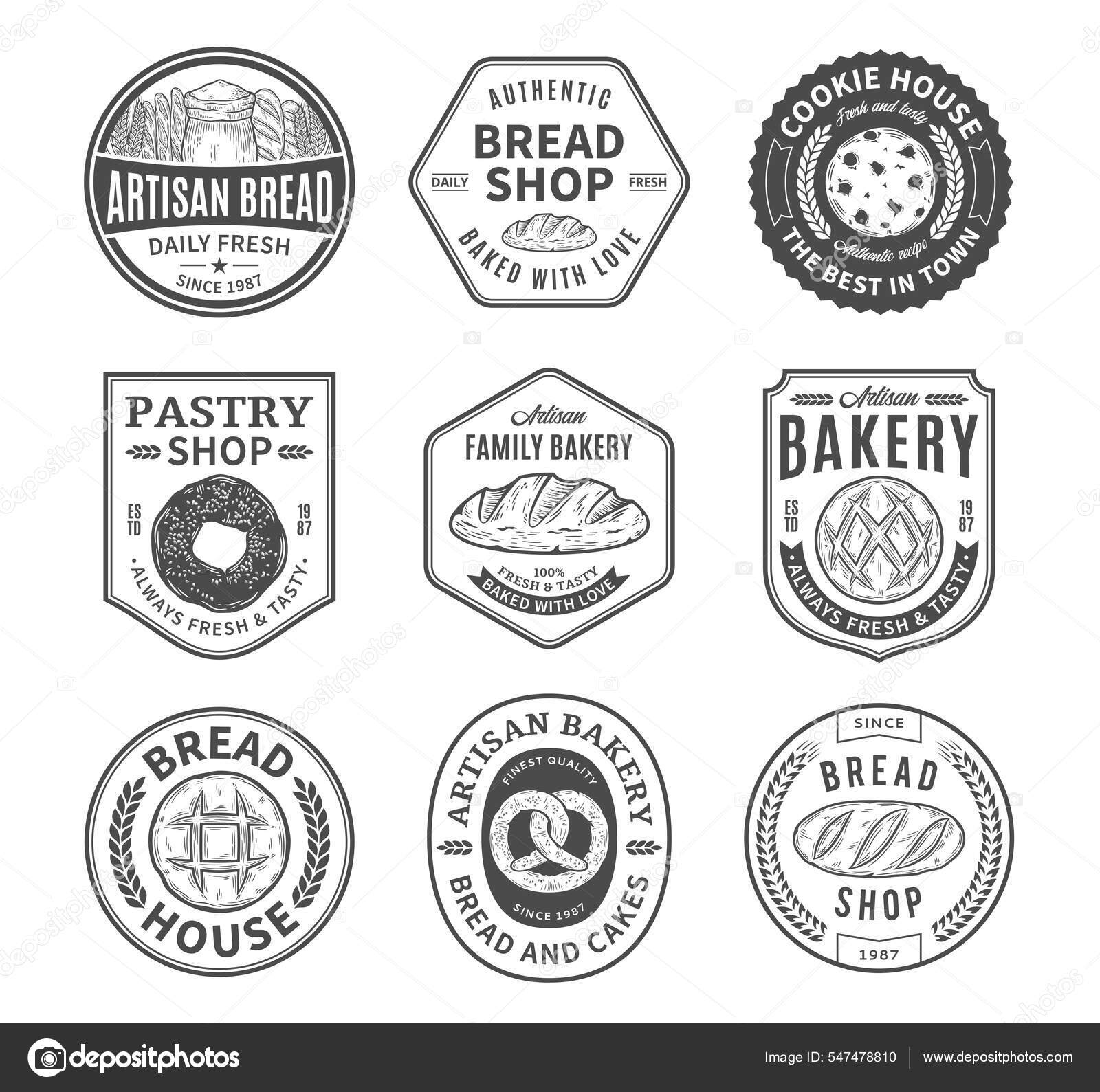 Vector Bakery Bread Logo Icons Design Elements Fresh Bread Pastry Stock