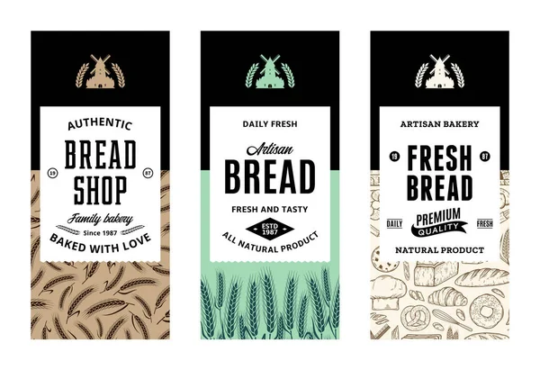 Brotetiketten Modernen Stil Brot Logo Und Verpackungsdesign Vorlagen Für Backwaren — Stockvektor