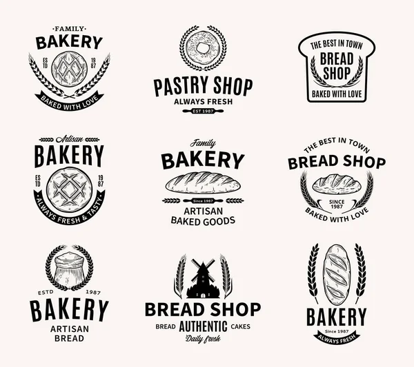 Vecteur Boulangerie Pain Logo Icônes Éléments Design — Image vectorielle