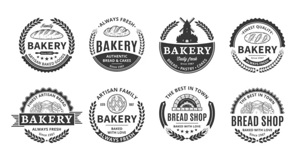 Vektorové Pekařské Chlebové Etikety Ikony Designové Prvky — Stockový vektor