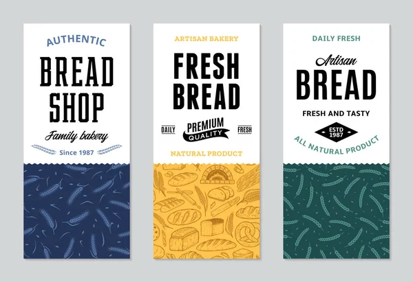 Bread Labels Modern Style Bread Packaging Design Templates Baked Goods — ストックベクタ