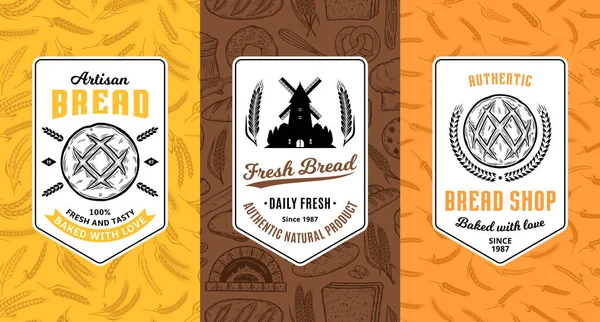 Bread Labels Logo Packaging Design Templates Baked Goods Bakery Branding —  Vetores de Stock