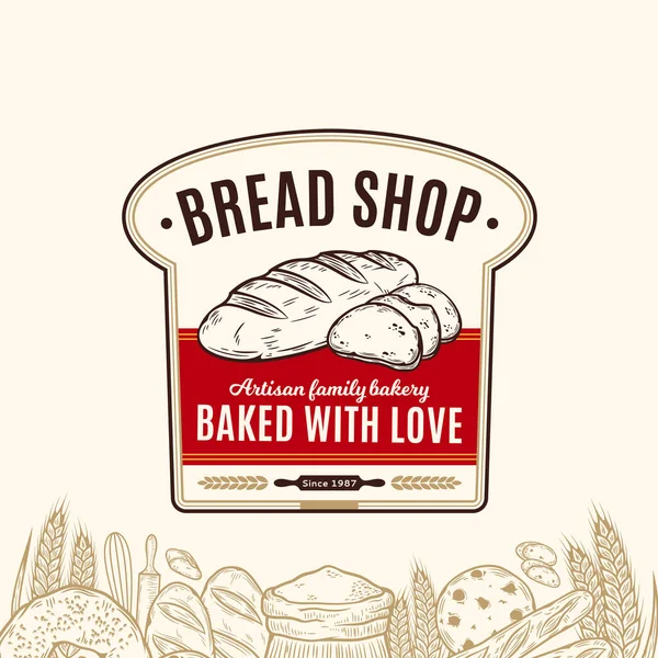 Vektorbageri Eller Bröd Vintage Logotyp Mall För Bageridesign För Varumärken — Stock vektor