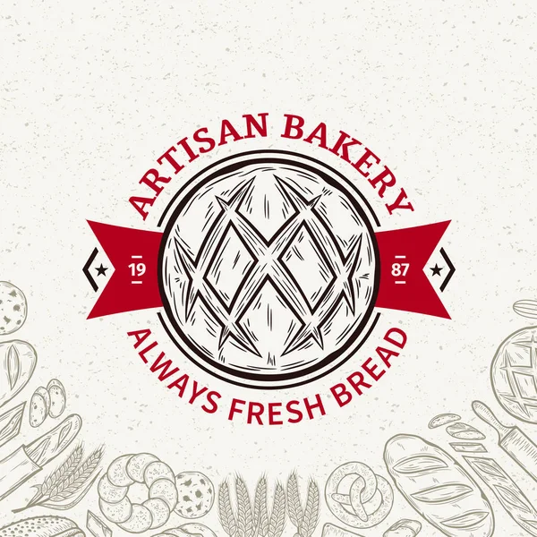 Vektör Fırını Klasik Ekmek Logosu Fırın Tasarım Şablonu Fırınlanmış Ürünler — Stok Vektör
