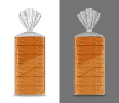 Vektör ekmek paketleme modeli, şarjörlü şeffaf plastik torba