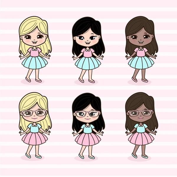 Cute Illustrations Cute Girls — Image vectorielle