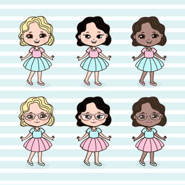 sevimli küçük kız kümesi