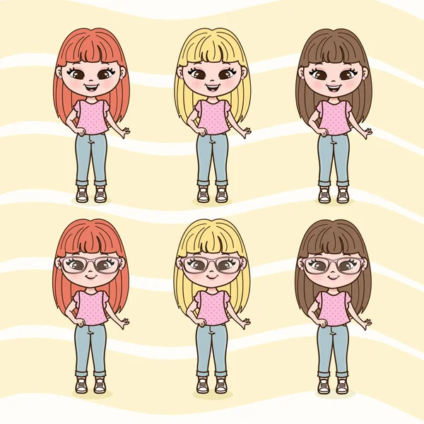 Ilustração Bonito Meninas —  Vetores de Stock