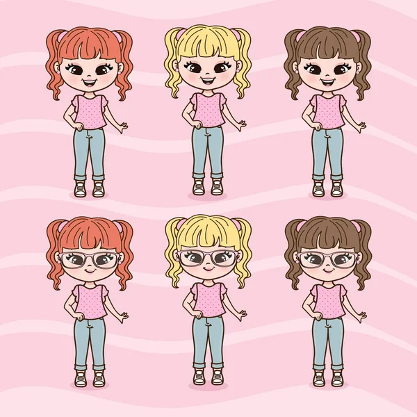 Cute Little Girls Ilustracji — Wektor stockowy