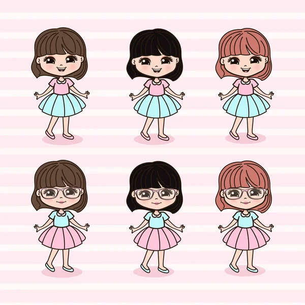 Cute Little Girls Illustration — Stock Vector