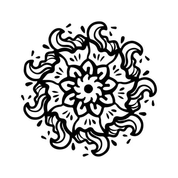 Ornamento Floral Abstracto Onda Flor Ola Mandala Blanco Negro — Vector de stock