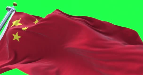 Bandera Nacional República Popular China Ondeando Viento Aislada Sobre Fondo — Vídeos de Stock