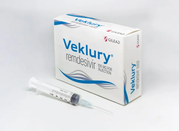 Foster City Usa December 2021 Syringe Next Gilead Veklury Remdesivir — Stock Photo, Image