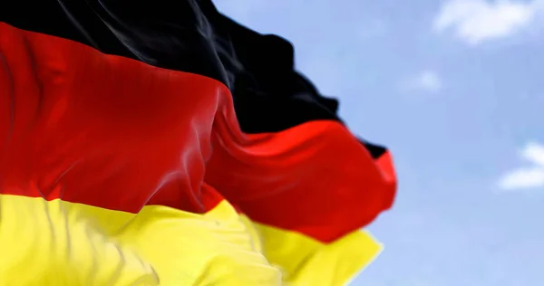Almanya Bayrağının Rüzgarda Dalgalanmasının Ayrıntıları Demokrasi Politika Avrupa Ülkesi Seçici — Stok fotoğraf