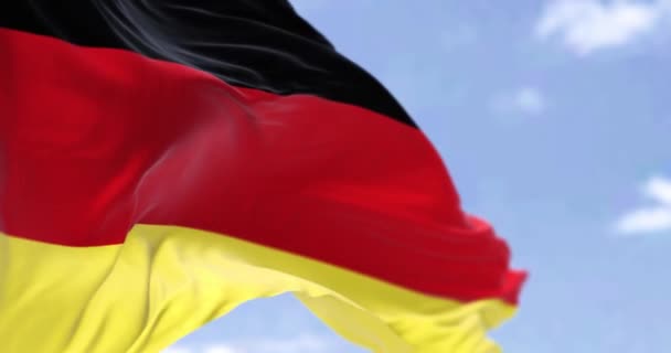 Detalle Bandera Nacional Alemania Ondeando Viento Democracia Política País Europeo — Vídeo de stock