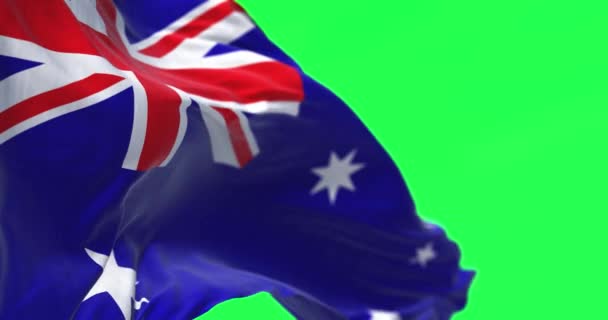 Detallado Primer Plano Bandera Nacional Australia Ondeando Viento Aislado Una — Vídeos de Stock