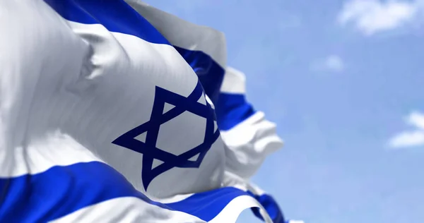 Detalle Bandera Nacional Israel Ondeando Viento Día Claro Democracia Política — Foto de Stock